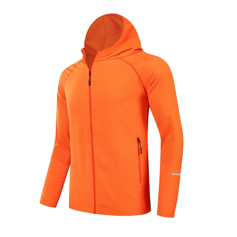 Bright Running Jacket Reflective Summer Quick Dry Gym Coat Hooded Jogging Sun Protection Fishing Outdoor Hiking Breathable Thin Jackets