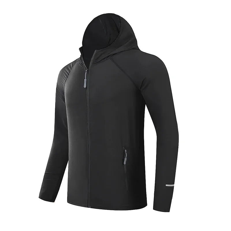 Bright Running Jacket Reflective Summer Quick Dry Gym Coat Hooded Jogging Sun Protection Fishing Outdoor Hiking Breathable Thin Jackets