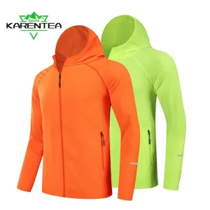 Bright Running Jacket Reflective Summer Quick Dry Gym Coat Hooded Jogging Sun Protection Fishing Outdoor Hiking Breathable Thin Jackets