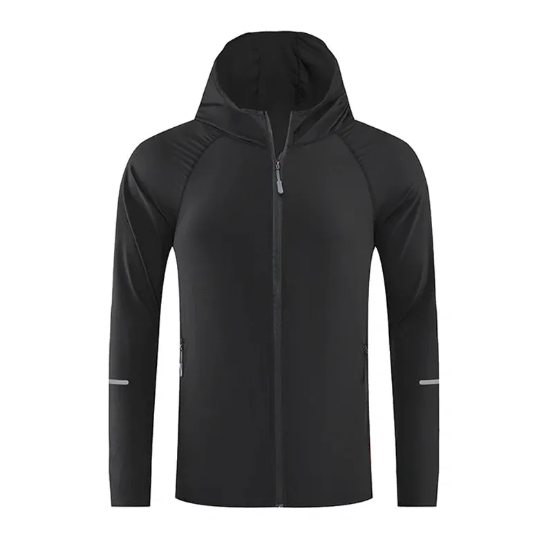 Bright Running Jacket Reflective Summer Quick Dry Gym Coat Hooded Jogging Sun Protection Fishing Outdoor Hiking Breathable Thin Jackets
