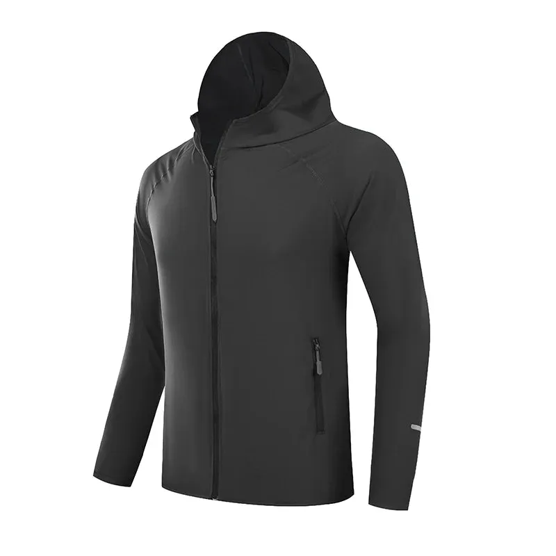 Bright Running Jacket Reflective Summer Quick Dry Gym Coat Hooded Jogging Sun Protection Fishing Outdoor Hiking Breathable Thin Jackets