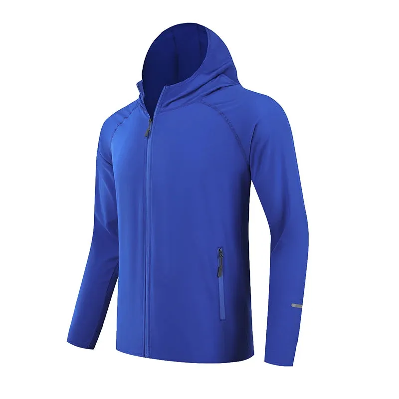 Bright Running Jacket Reflective Summer Quick Dry Gym Coat Hooded Jogging Sun Protection Fishing Outdoor Hiking Breathable Thin Jackets