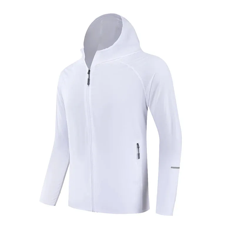 Bright Running Jacket Reflective Summer Quick Dry Gym Coat Hooded Jogging Sun Protection Fishing Outdoor Hiking Breathable Thin Jackets