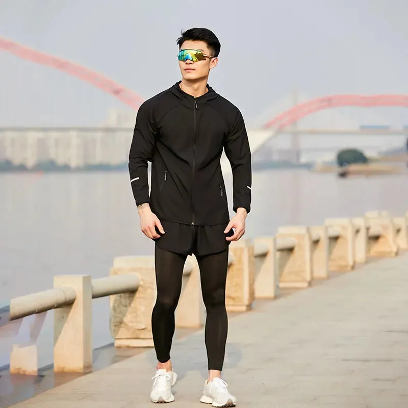 Bright Running Jacket Reflective Summer Quick Dry Gym Coat Hooded Jogging Sun Protection Fishing Outdoor Hiking Breathable Thin Jackets