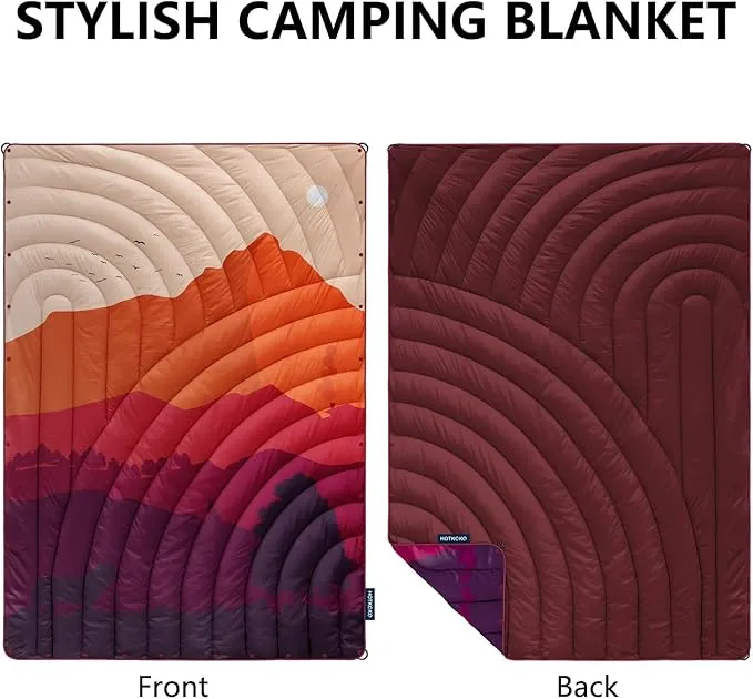 Camping Blanket,Lightweight Puffy Printed Camping Blanket Packable Outdoor Blanket for Camping,Traveling, Stadium, Hiking, Picnics