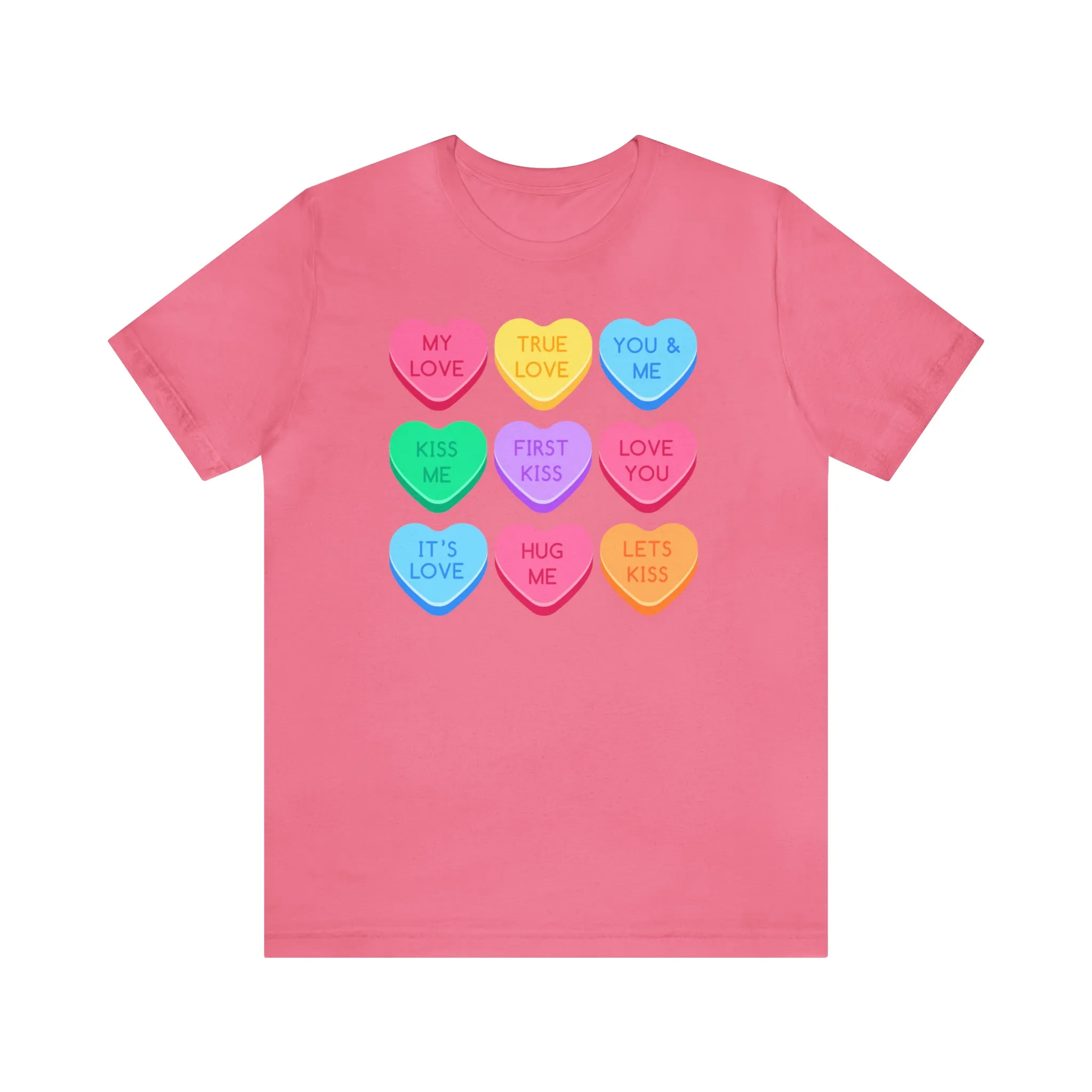 Candy Hearts Colorful T-Shirt | Sweetheart Love Tee |  Bella Canvas 3001 Unisex | Happy Valentine's Day Short Sleeve Tshirt