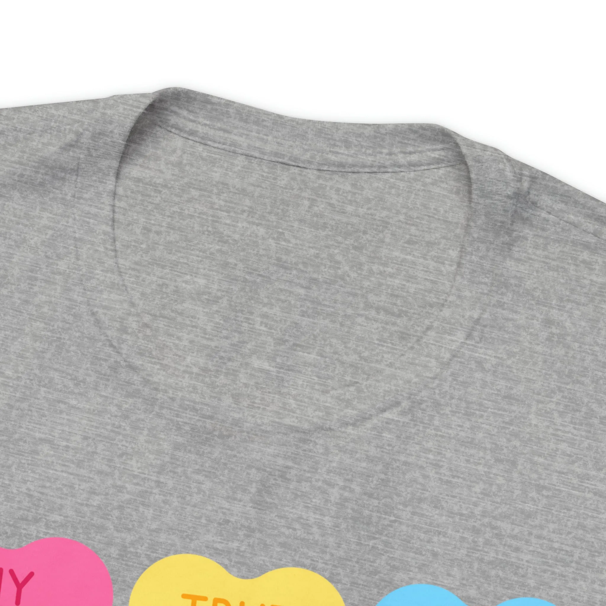 Candy Hearts Colorful T-Shirt | Sweetheart Love Tee |  Bella Canvas 3001 Unisex | Happy Valentine's Day Short Sleeve Tshirt