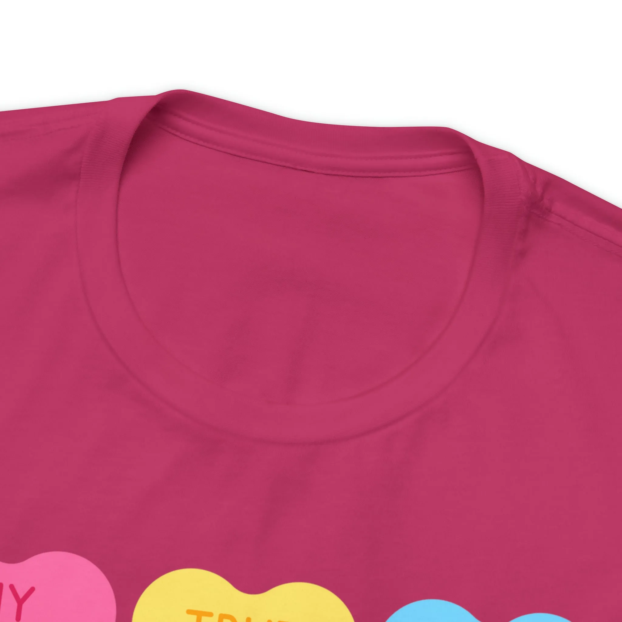 Candy Hearts Colorful T-Shirt | Sweetheart Love Tee |  Bella Canvas 3001 Unisex | Happy Valentine's Day Short Sleeve Tshirt