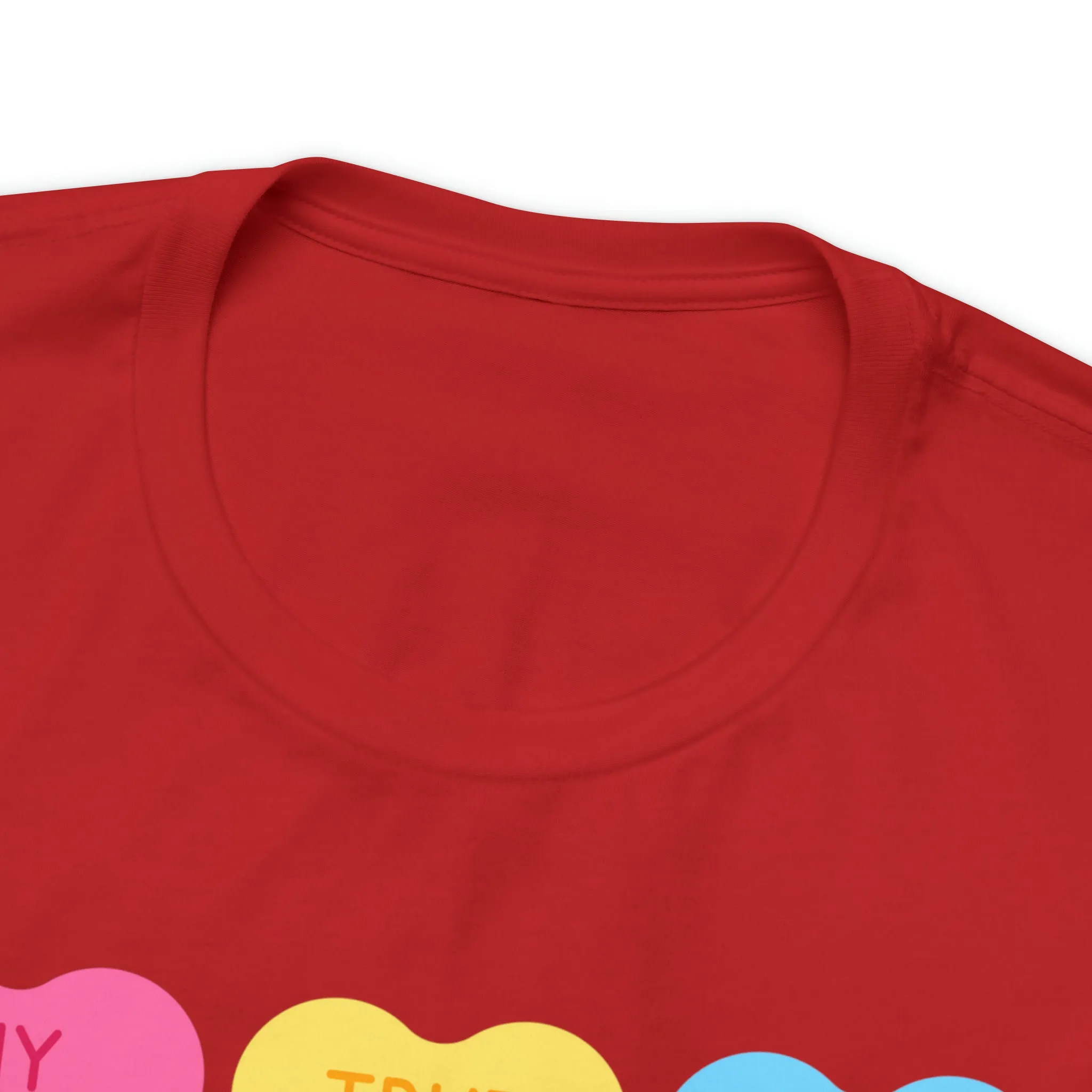 Candy Hearts Colorful T-Shirt | Sweetheart Love Tee |  Bella Canvas 3001 Unisex | Happy Valentine's Day Short Sleeve Tshirt
