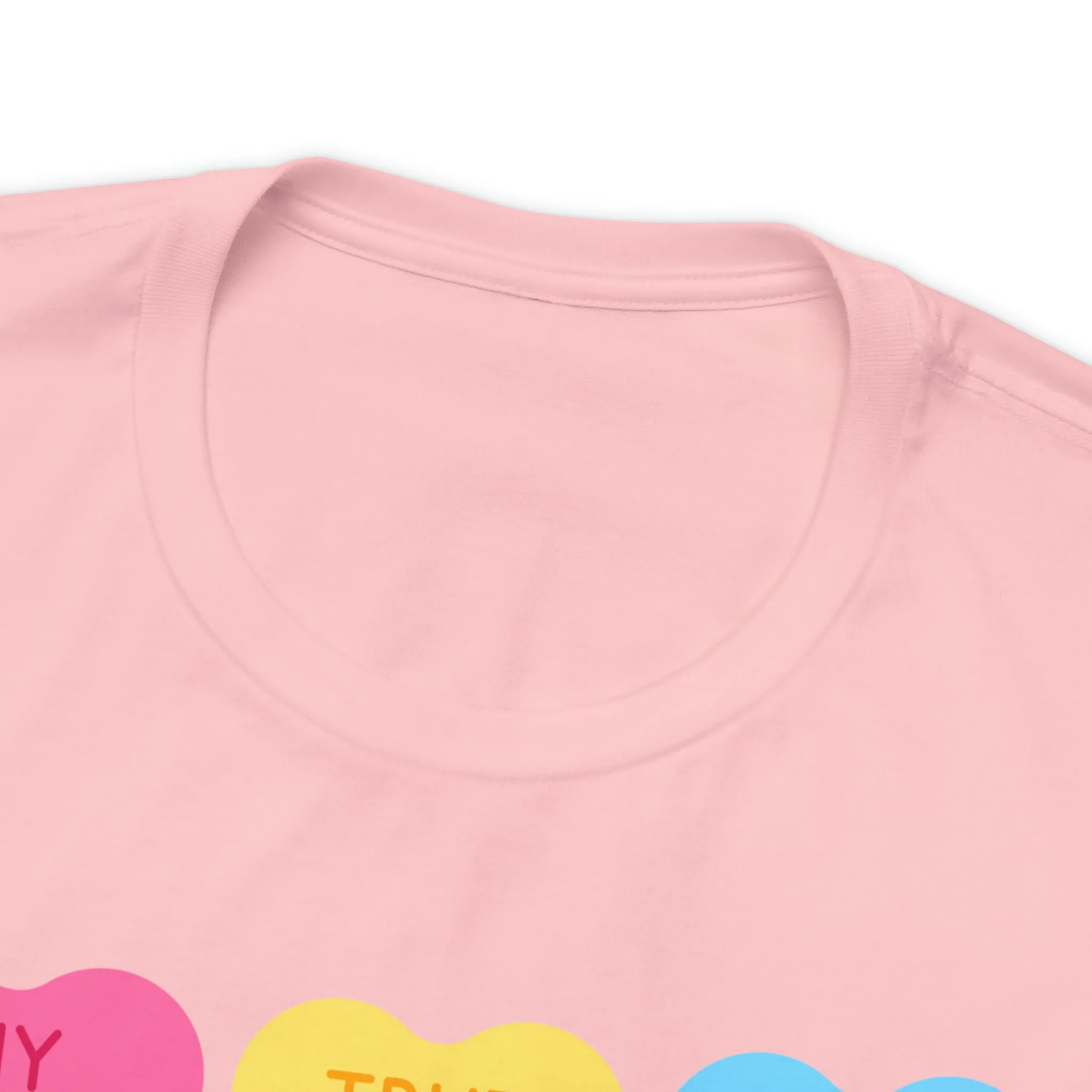 Candy Hearts Colorful T-Shirt | Sweetheart Love Tee |  Bella Canvas 3001 Unisex | Happy Valentine's Day Short Sleeve Tshirt