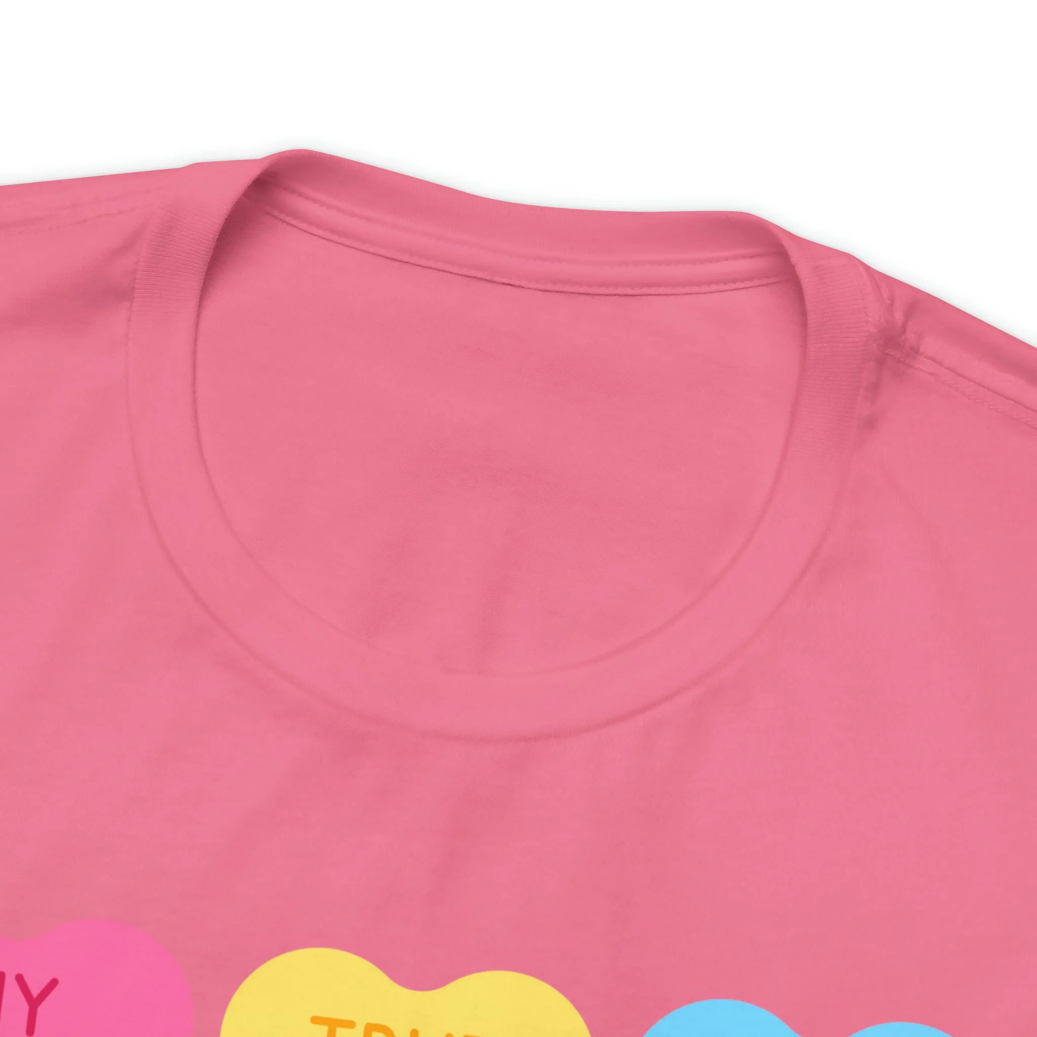Candy Hearts Colorful T-Shirt | Sweetheart Love Tee |  Bella Canvas 3001 Unisex | Happy Valentine's Day Short Sleeve Tshirt
