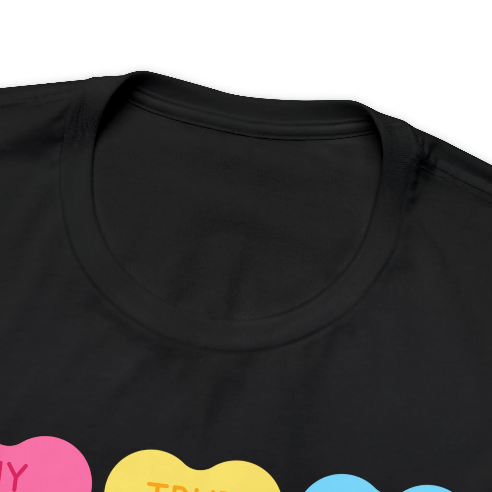 Candy Hearts Colorful T-Shirt | Sweetheart Love Tee |  Bella Canvas 3001 Unisex | Happy Valentine's Day Short Sleeve Tshirt