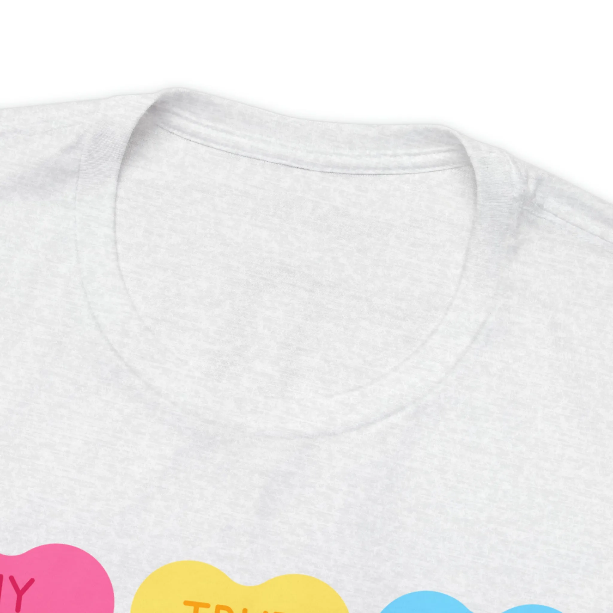Candy Hearts Colorful T-Shirt | Sweetheart Love Tee |  Bella Canvas 3001 Unisex | Happy Valentine's Day Short Sleeve Tshirt