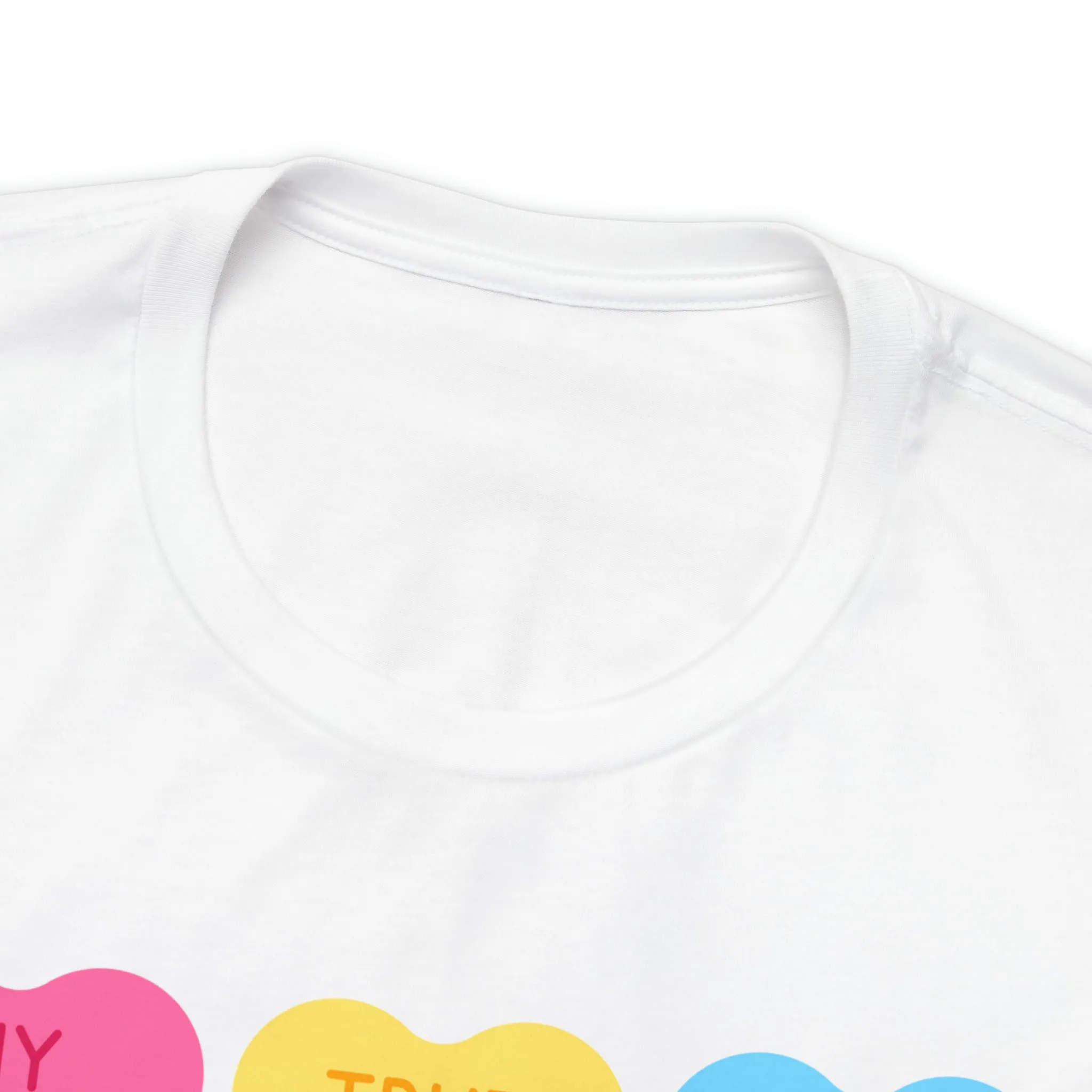 Candy Hearts Colorful T-Shirt | Sweetheart Love Tee |  Bella Canvas 3001 Unisex | Happy Valentine's Day Short Sleeve Tshirt