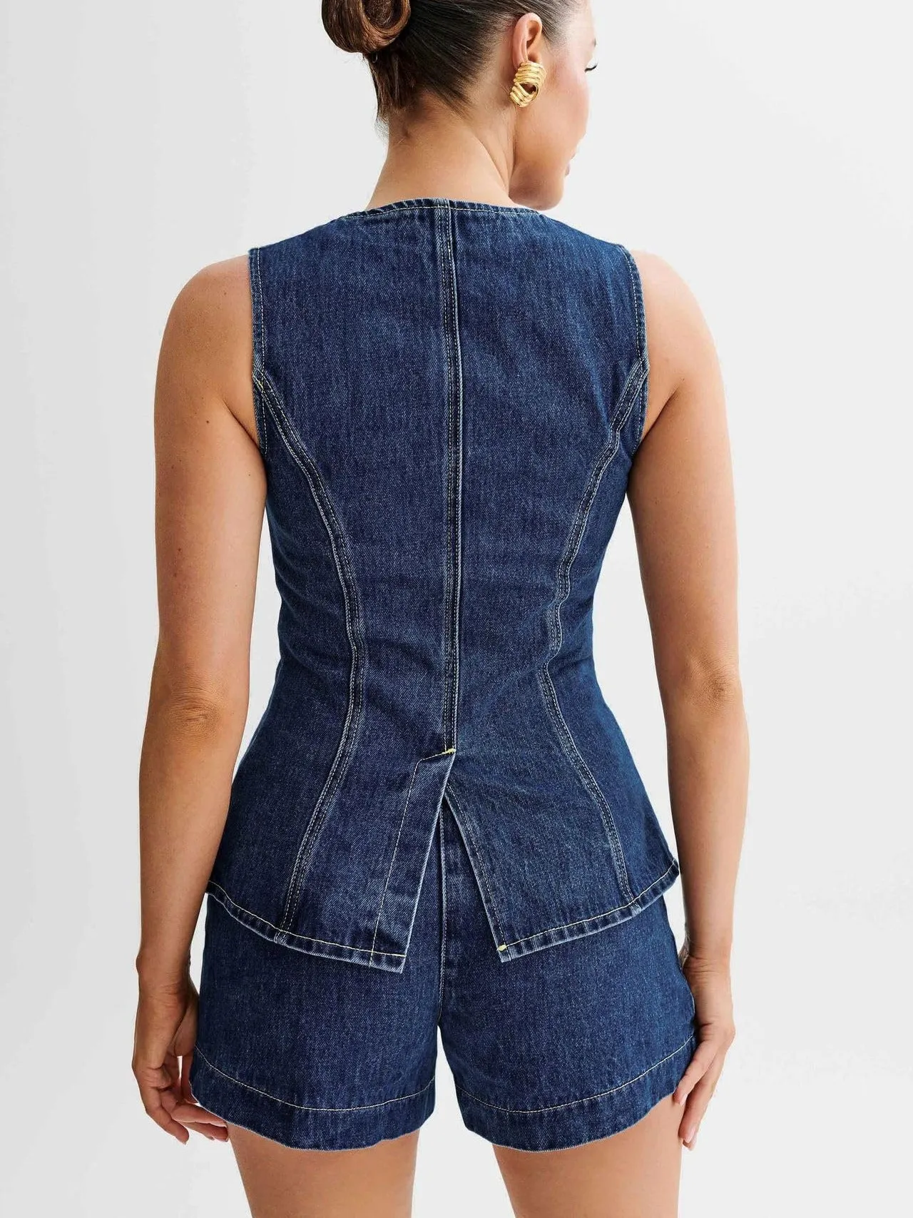 Casual Business Sleeveless Jean Blazer Vest Tops