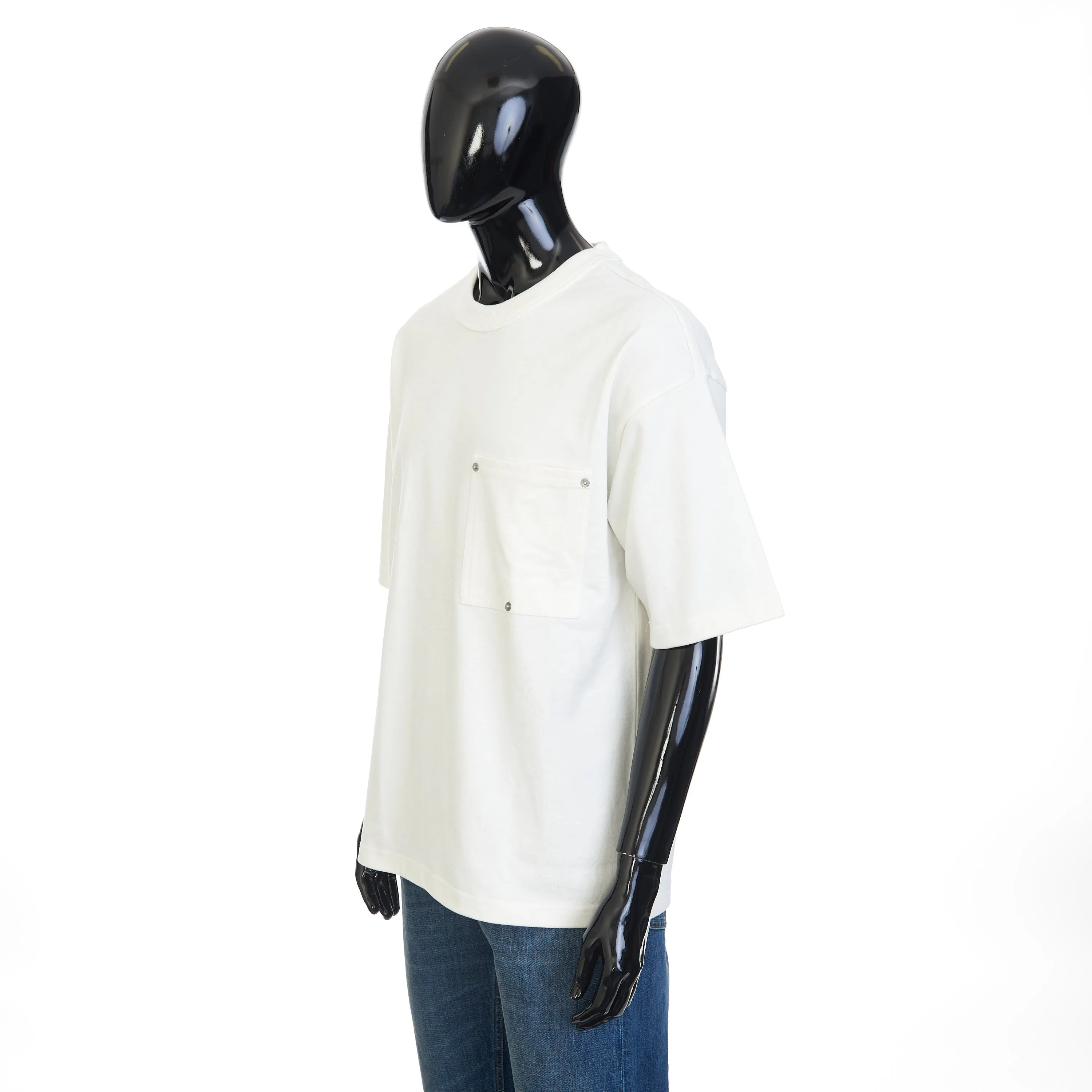 Chalk White T-Shirt - Japanese Jersey, Pocket, Loose Fit
