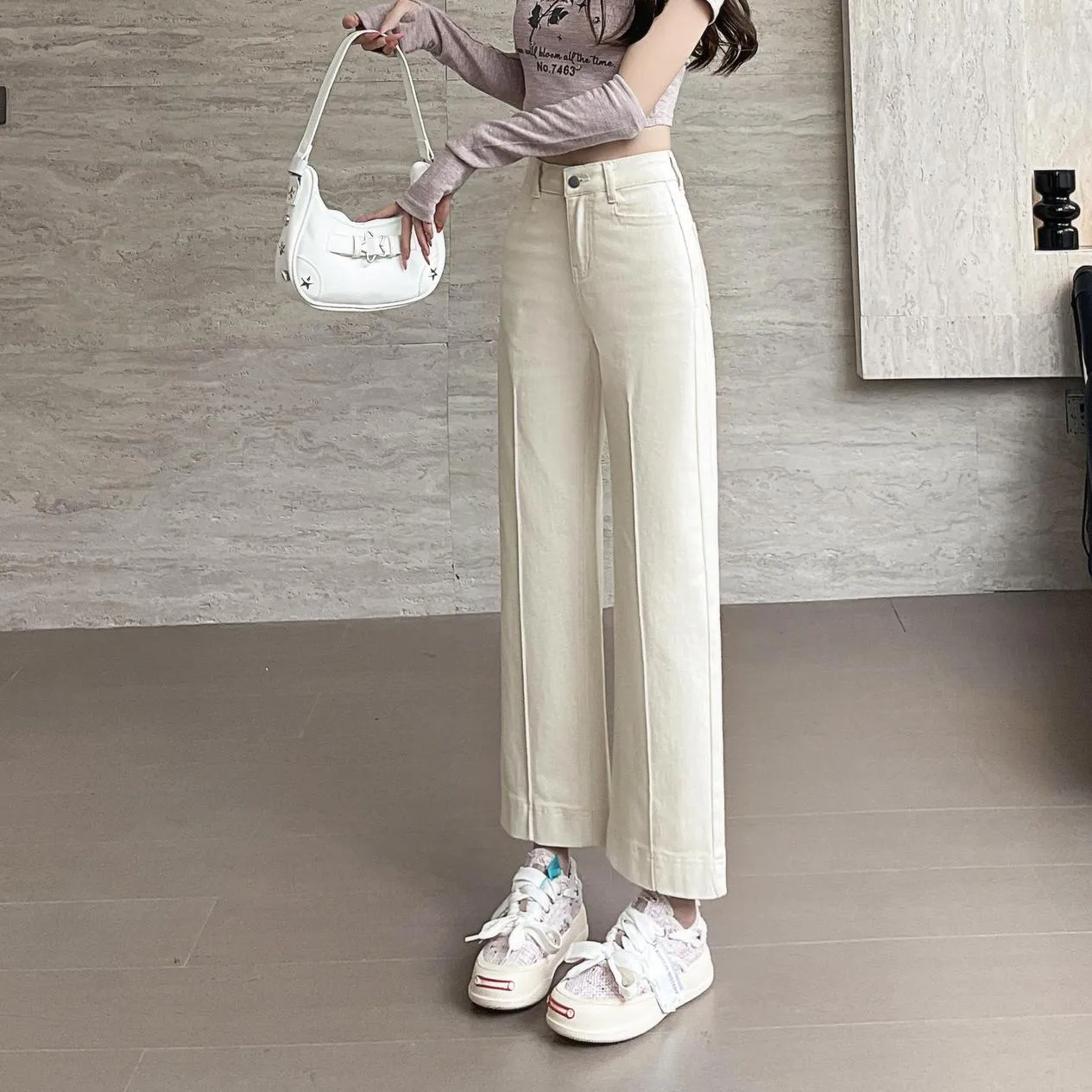 Chic Solid High-Waisted Straight Leg Jeans for Women