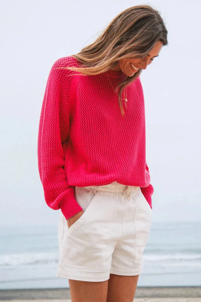 Chloe Cotton Sweater - Hot Pink
