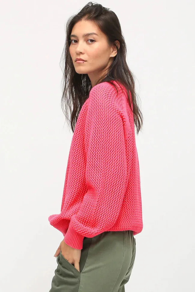 Chloe Cotton Sweater - Hot Pink