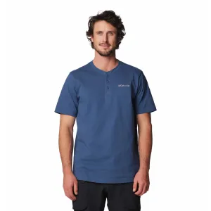 Columbia Mens Blue Landroamer Short Sleev Henley II Tshirt
