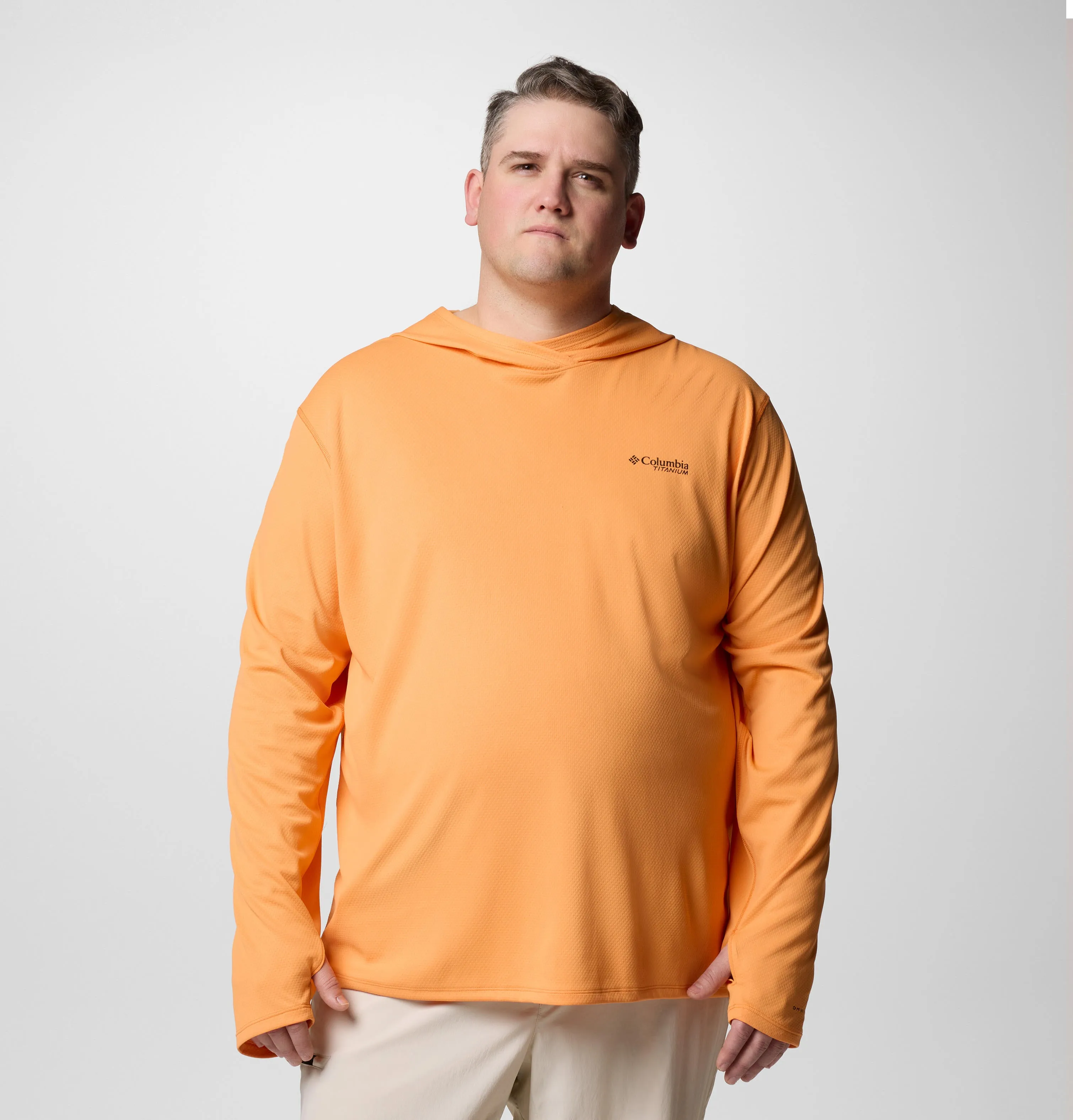 Columbia Mens Orange Omni-Shade Broad Spectrum Air Flow Summit Valley Hoodie Tshirt