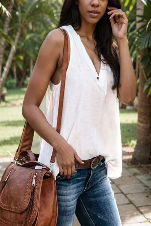 comfort sleeveless v neck tank top in solid colors