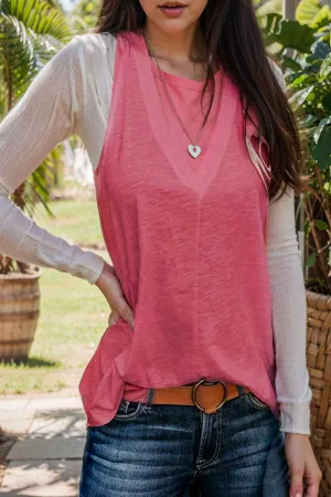 comfort sleeveless v neck tank top in solid colors