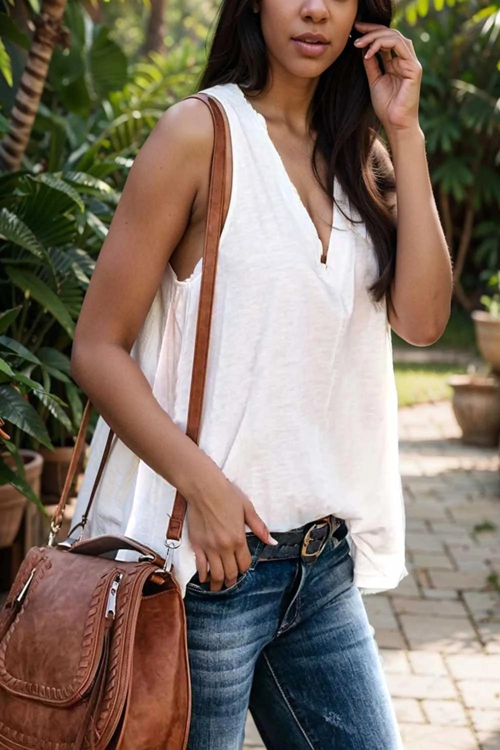 comfort sleeveless v neck tank top in solid colors