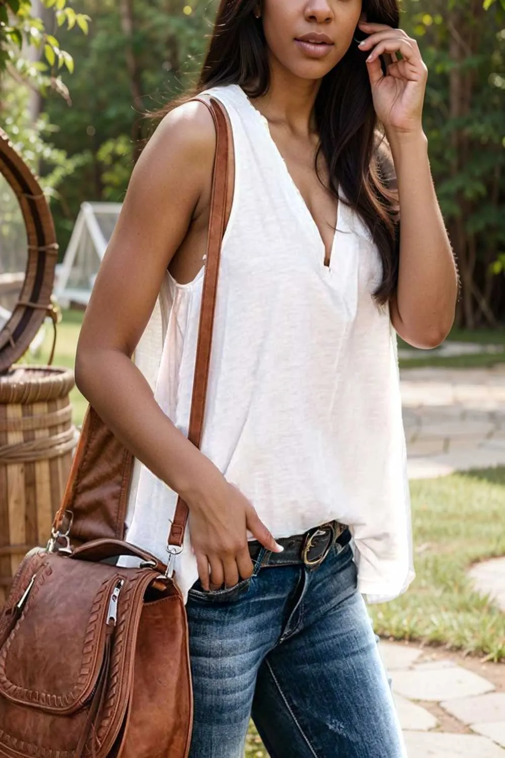 comfort sleeveless v neck tank top in solid colors