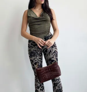 Cowl Neck Jersey Handkerchief Hem Sleeveless Top