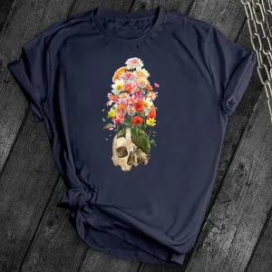 Cracked Skull Flowers Tee