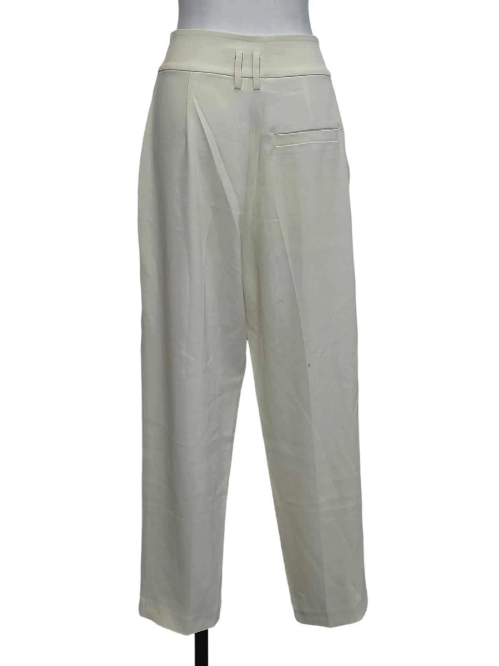 Cream White Double Clasp Pants