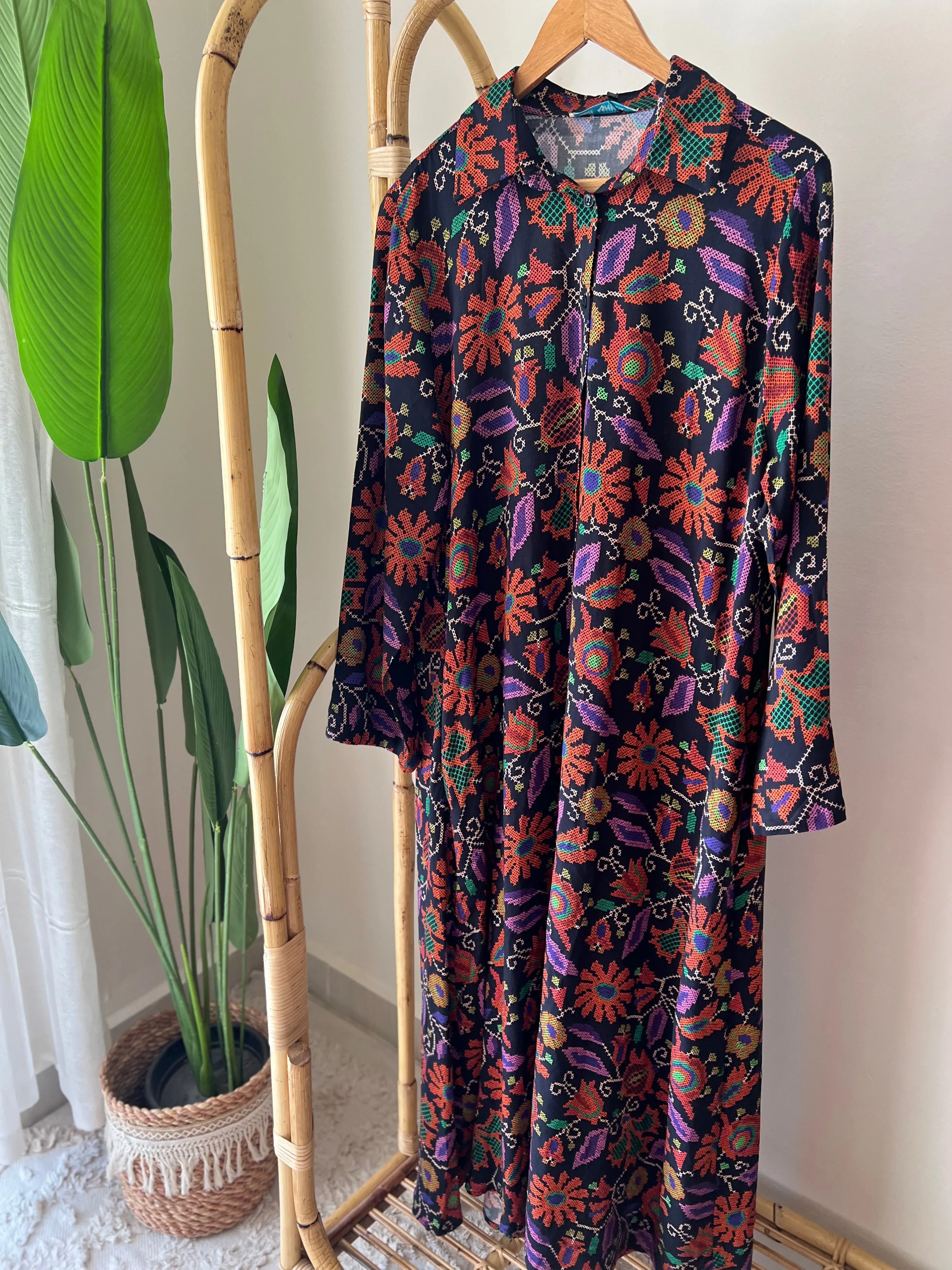 Dark Navy Pixel Shirt Dress