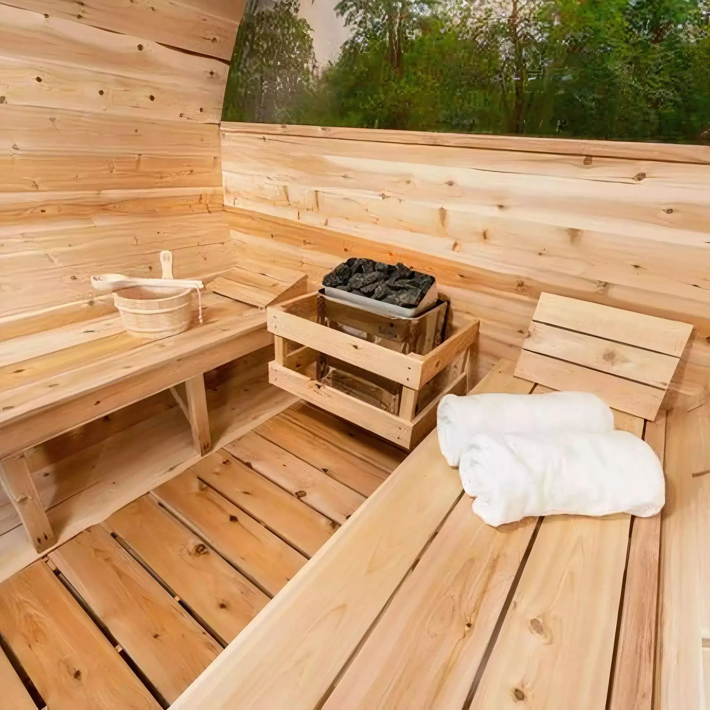 Dundalk CT Tranquility MP Barrel 6 Person Sauna | Wood Burning Heater