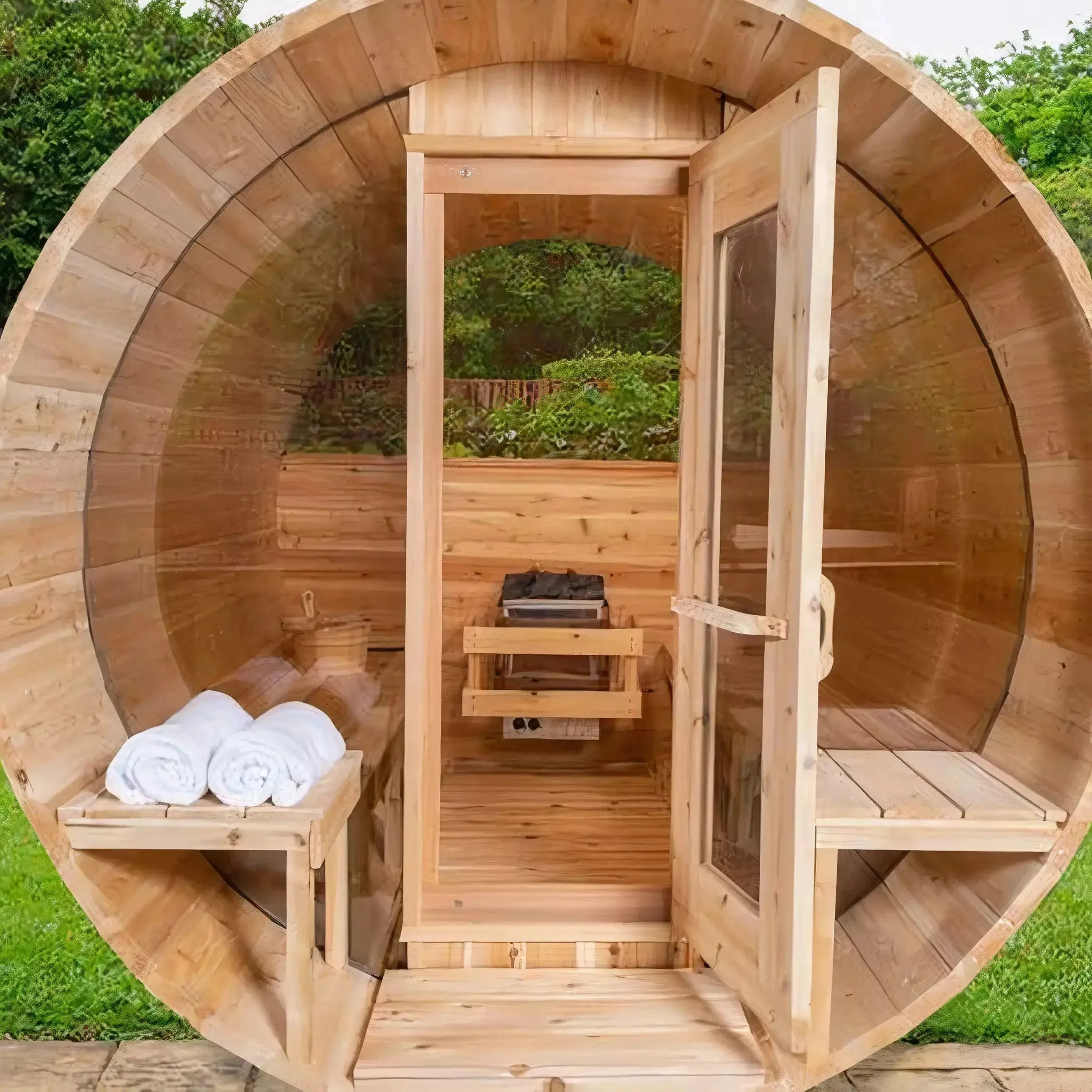 Dundalk CT Tranquility MP Barrel 6 Person Sauna | Wood Burning Heater
