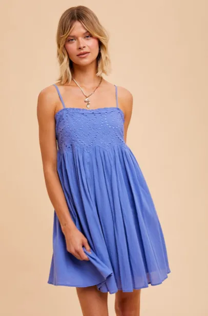 EYELET BABYDOLL MINI DRESS // FINAL SALE