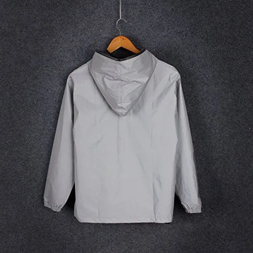 Fangfei Reflective Coat Hooded Windbreaker Fashion Runing Pocket Jacket (L)