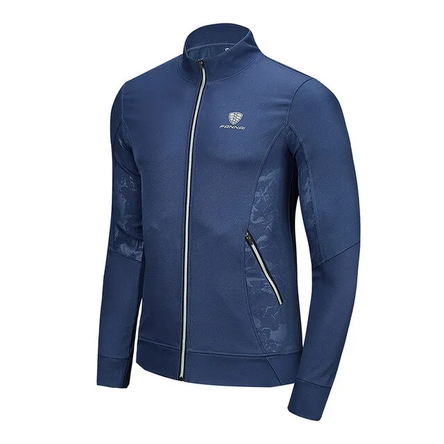 FANNAI Spring Autumn Men's Running Jacket with Full Zipper Outdoor Sport Jackets Reflective GYM Fitness Training Coat Sportswear