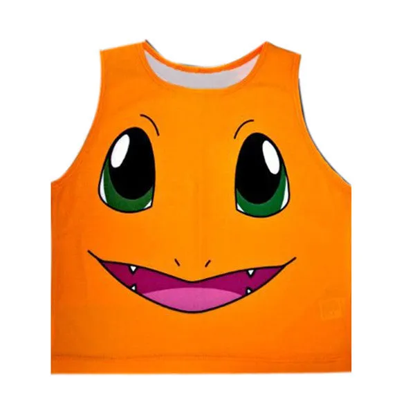 Fashion Women Cartoon Short Halter Top Tank Top Sleeveless Bustier Crop Tops T-Shirt Shirts