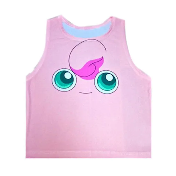 Fashion Women Cartoon Short Halter Top Tank Top Sleeveless Bustier Crop Tops T-Shirt Shirts