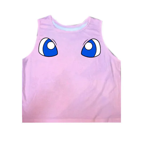 Fashion Women Cartoon Short Halter Top Tank Top Sleeveless Bustier Crop Tops T-Shirt Shirts