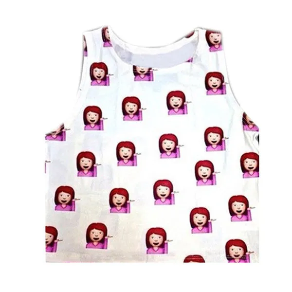 Fashion Women Cartoon Short Halter Top Tank Top Sleeveless Bustier Crop Tops T-Shirt Shirts