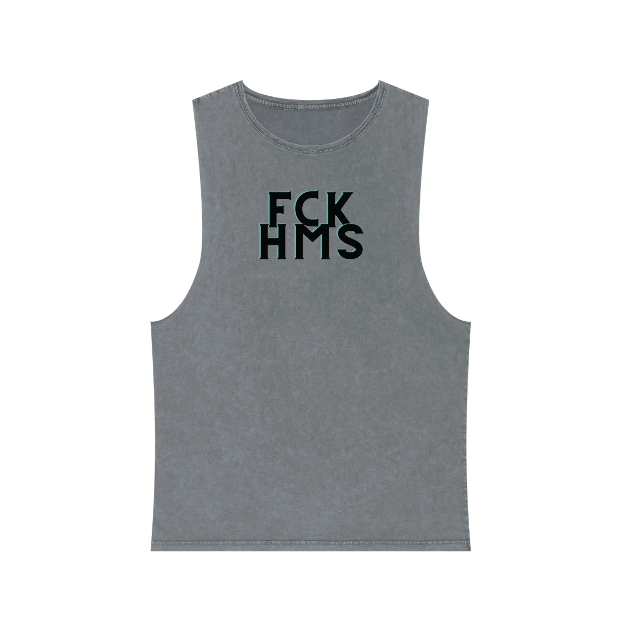 FCK HMS Black & Teal Unisex Stonewash Tank Top