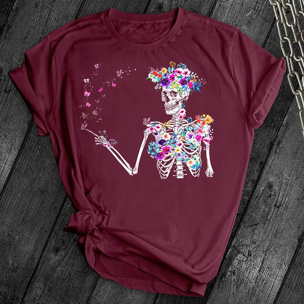 Floral Butterflies Skeleton Tee