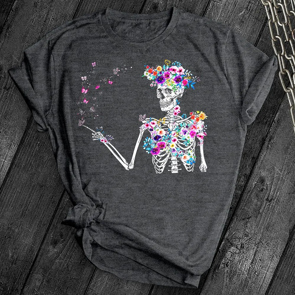 Floral Butterflies Skeleton Tee