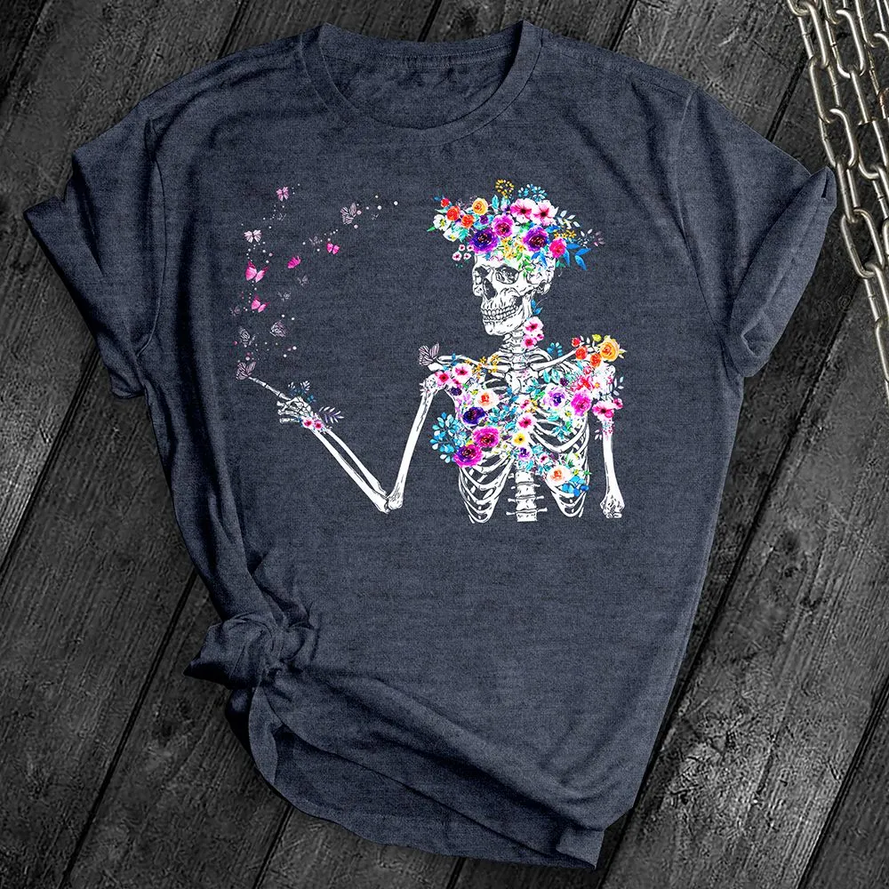 Floral Butterflies Skeleton Tee