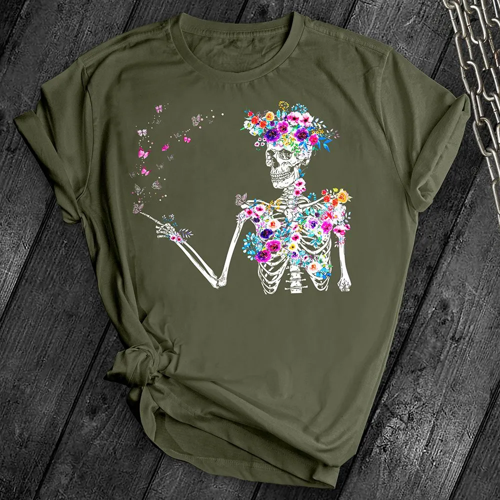 Floral Butterflies Skeleton Tee