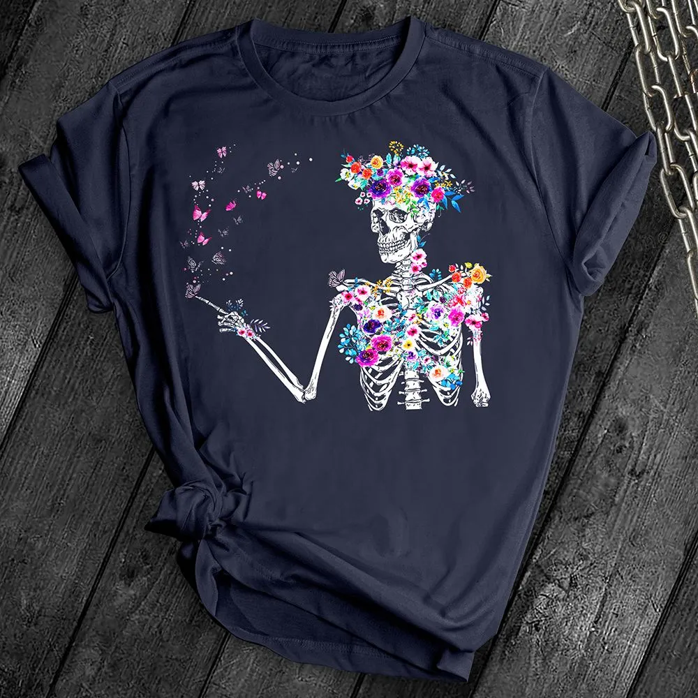 Floral Butterflies Skeleton Tee