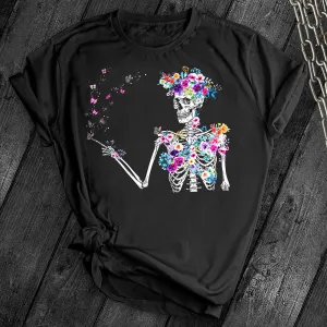 Floral Butterflies Skeleton Tee