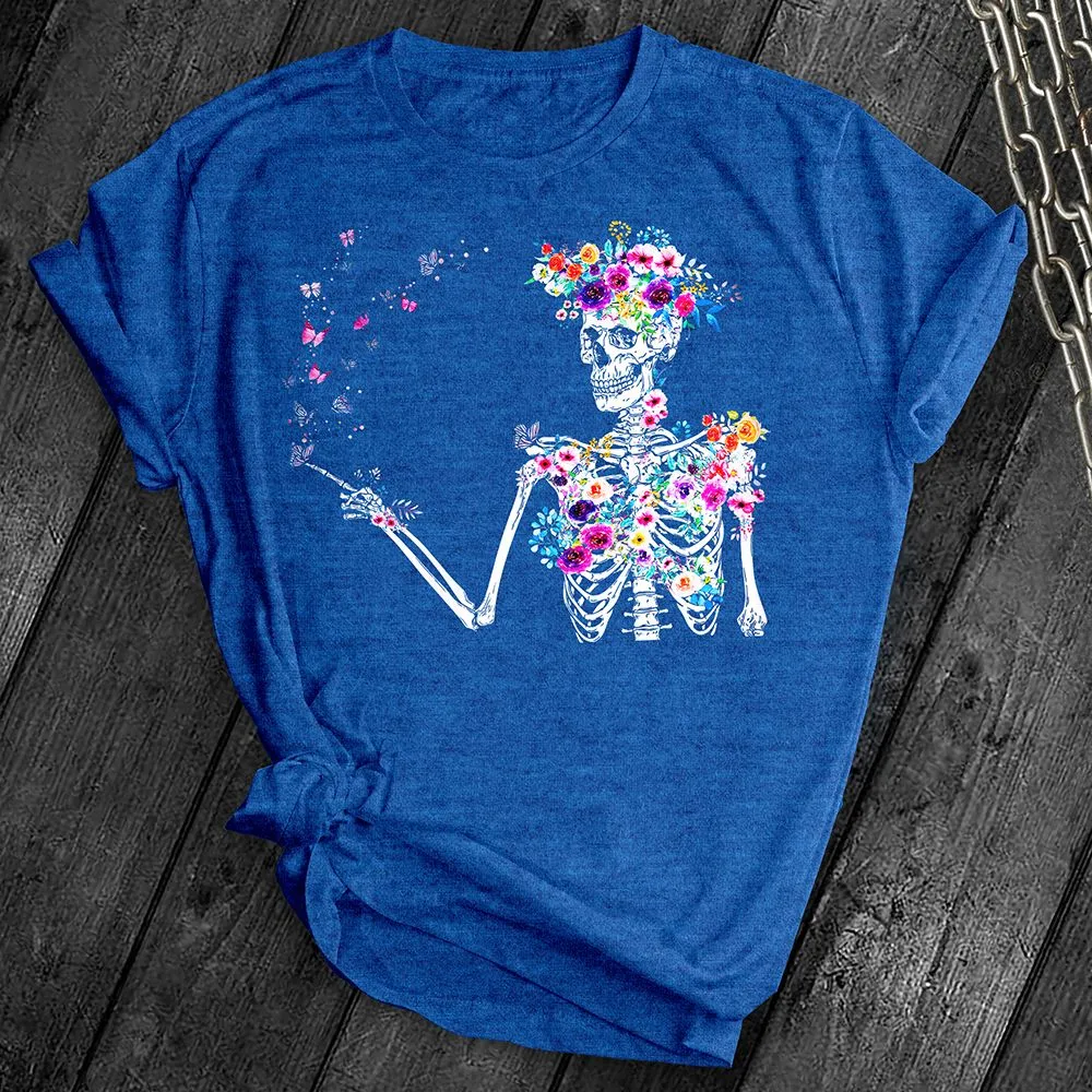 Floral Butterflies Skeleton Tee